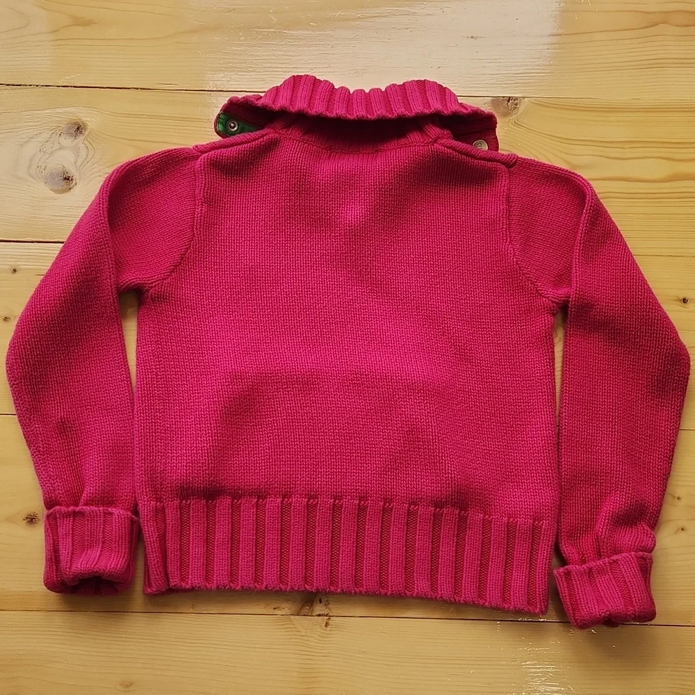 Vintage Ralph Lauren Hot Pink Girl's Neon Green Pony Turtleneck Sweater 4T